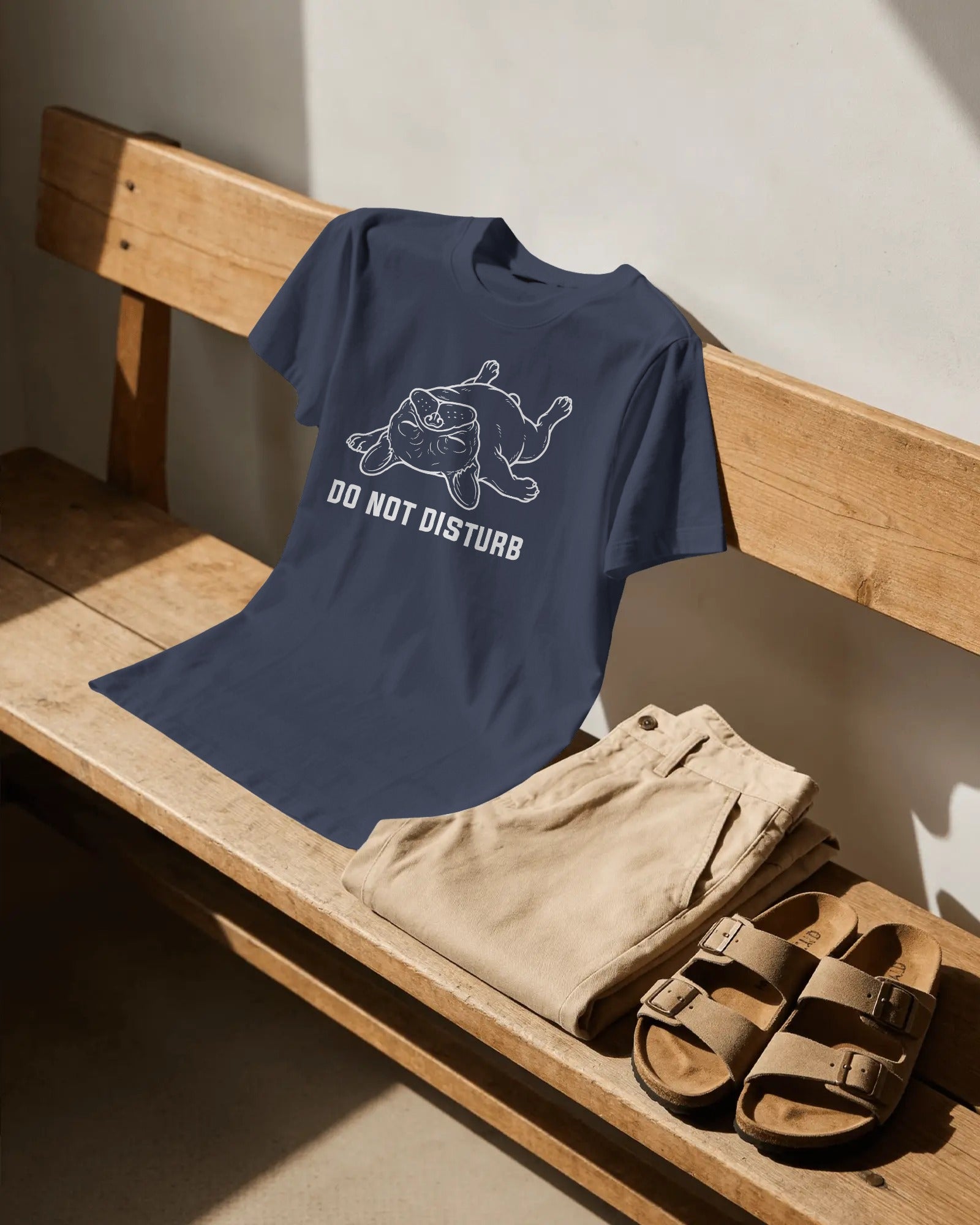 Do Not Disturb Snoring French Bulldog T-Shirt | Funny Frenchie Owner Gift | Heavyweight UK-Made Cotton Tee
