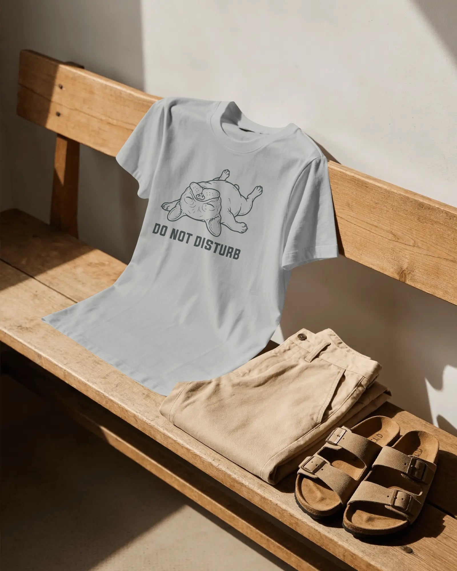 Do Not Disturb Snoring French Bulldog T-Shirt | Funny Frenchie Owner Gift | Heavyweight UK-Made Cotton Tee