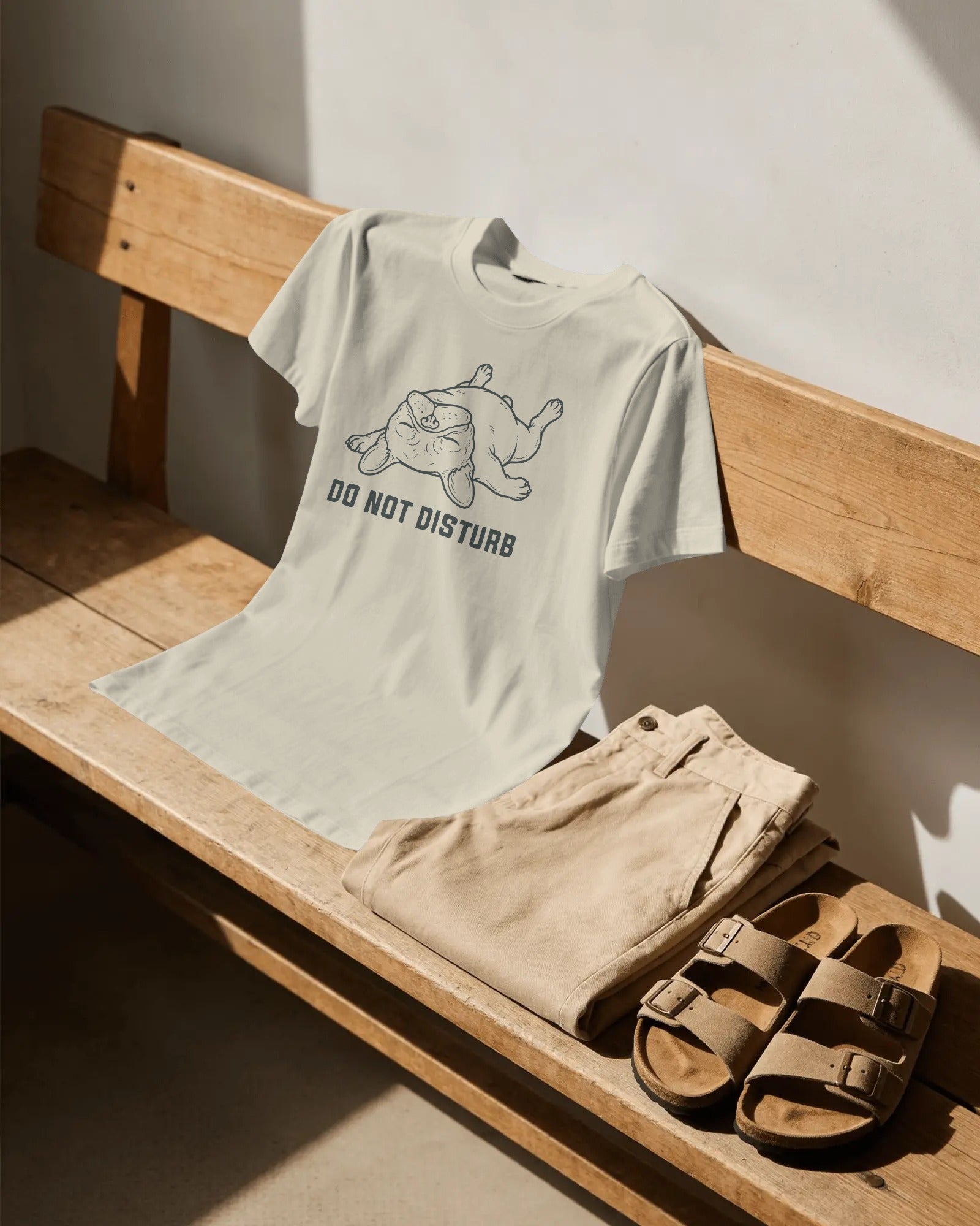 Do Not Disturb Snoring French Bulldog T-Shirt | Funny Frenchie Owner Gift | Heavyweight UK-Made Cotton Tee