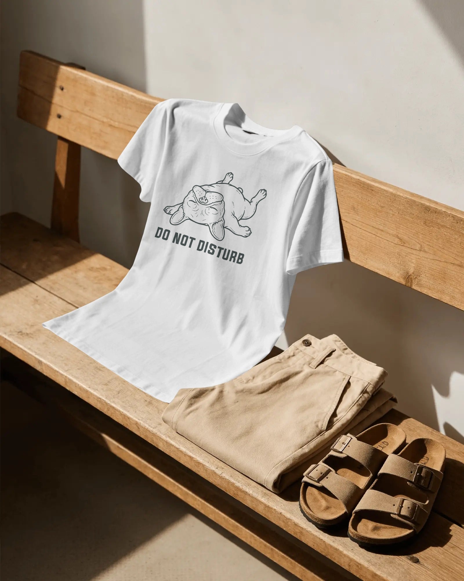 Do Not Disturb Snoring French Bulldog T-Shirt | Funny Frenchie Owner Gift | Heavyweight UK-Made Cotton Tee