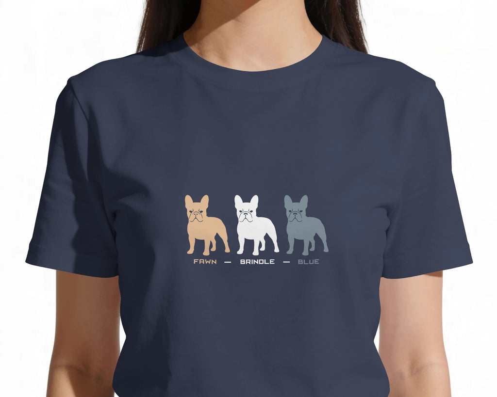 French Bulldog Colours T-Shirt | Fawn Brindle Blue Frenchie Gift | UK-Made Heavyweight Cotton Tee