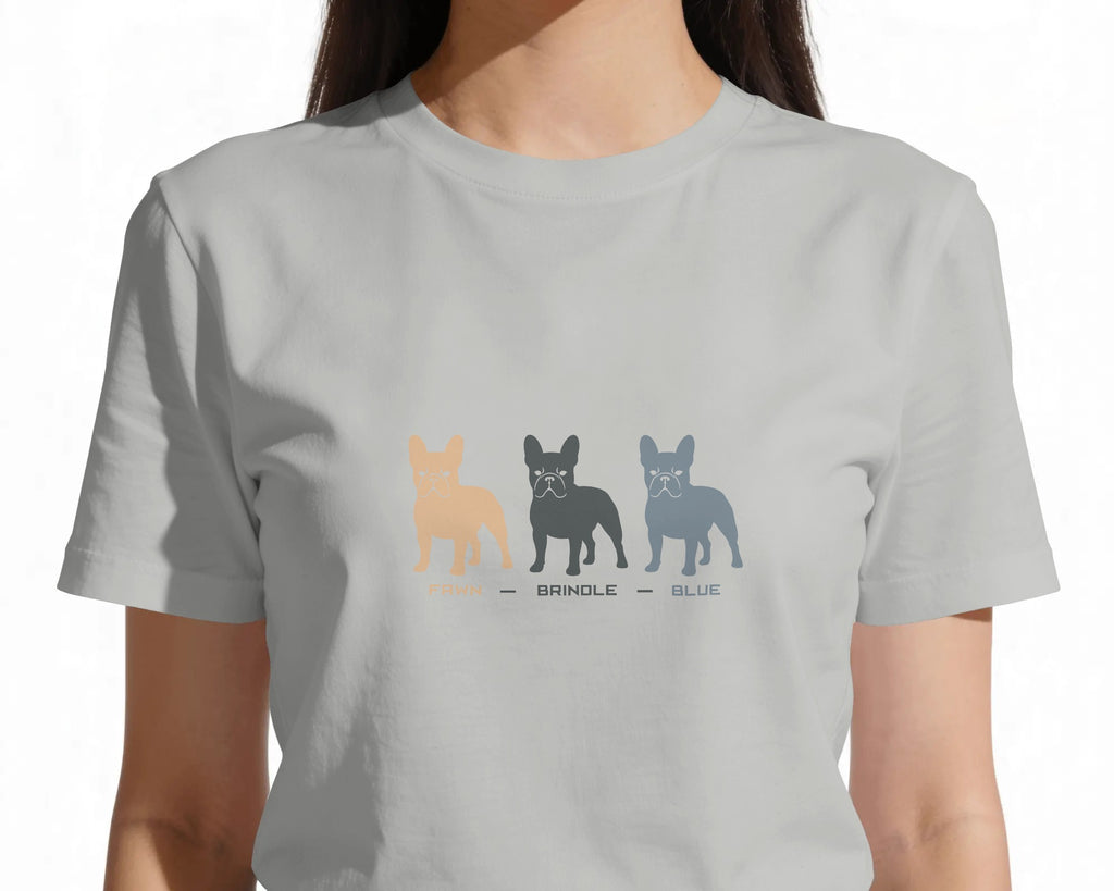 French Bulldog Colours T-Shirt | Fawn Brindle Blue Frenchie Gift | UK-Made Heavyweight Cotton Tee