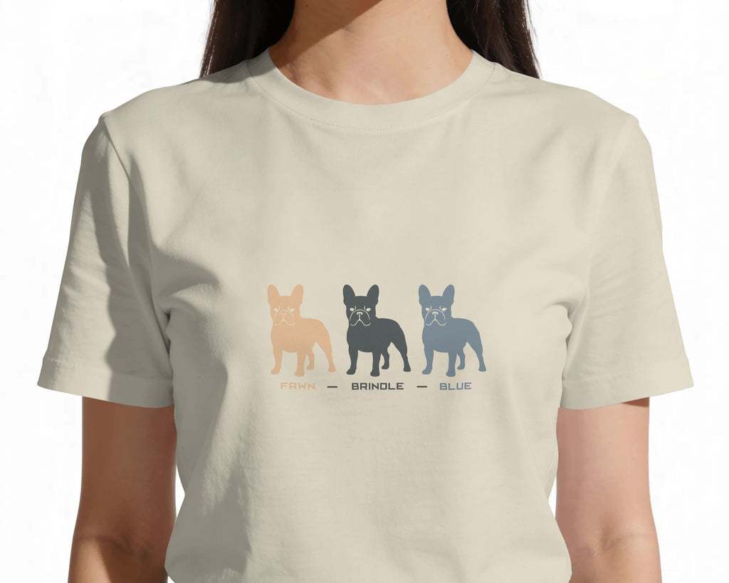 French Bulldog Colours T-Shirt | Fawn Brindle Blue Frenchie Gift | UK-Made Heavyweight Cotton Tee