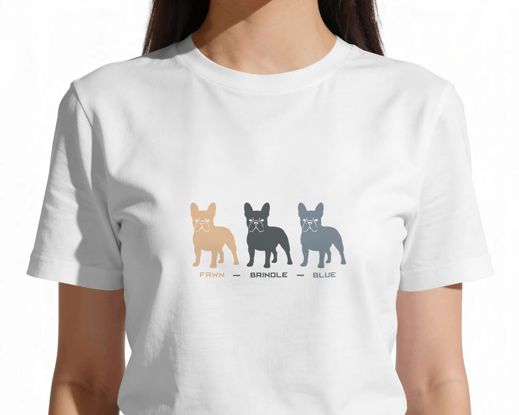 French Bulldog Colours T-Shirt | Fawn Brindle Blue Frenchie Gift | UK-Made Heavyweight Cotton Tee