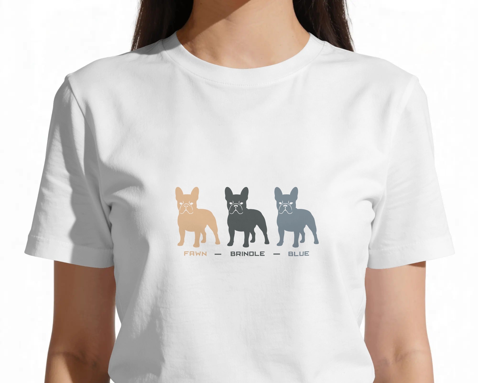 French Bulldog Colours T-Shirt | Fawn Brindle Blue Frenchie Gift | UK-Made Heavyweight Cotton Tee
