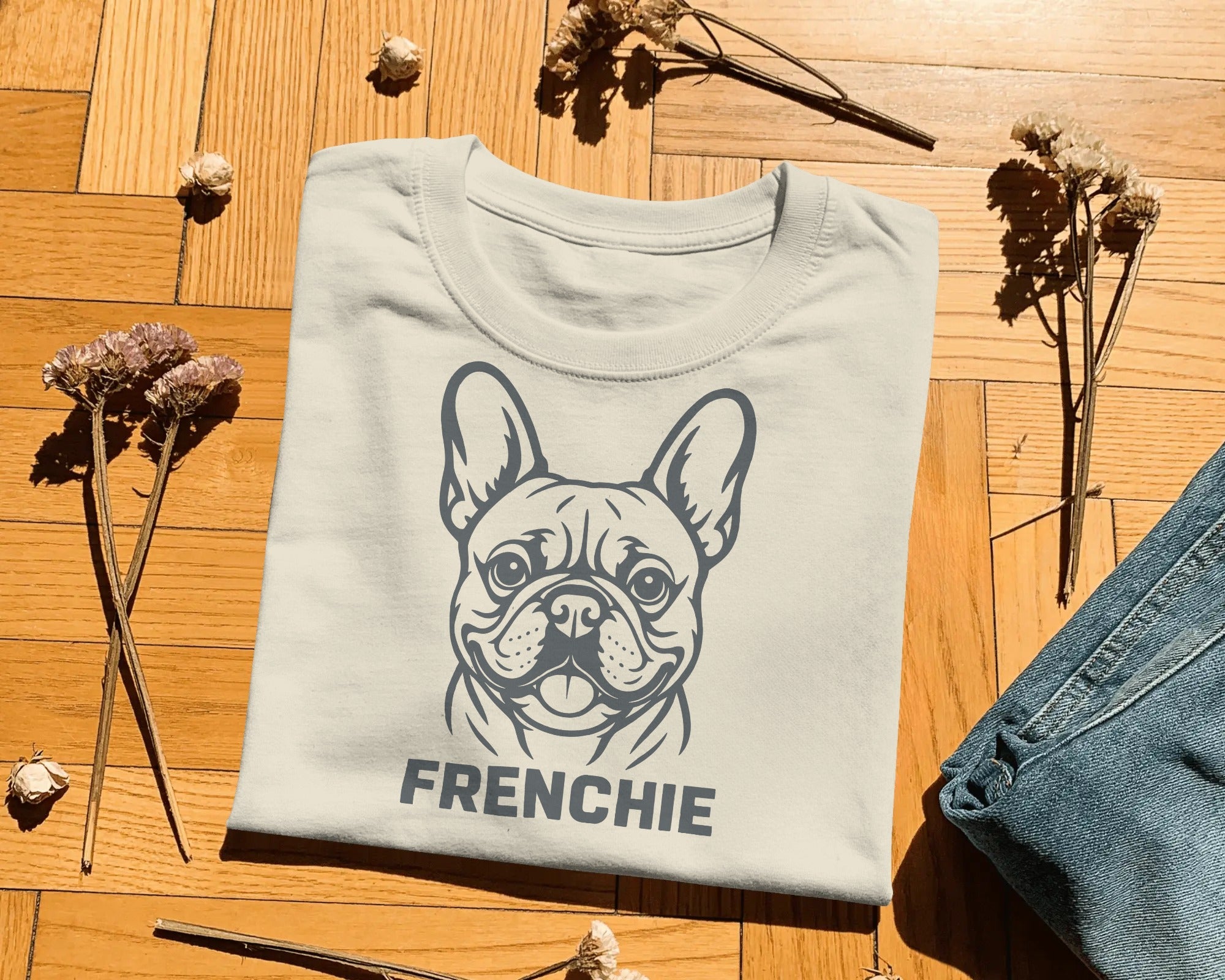 French Bulldog Portrait T-Shirt | Frenchie Face Owner Gift | UK-Made Heavyweight Cotton Tee