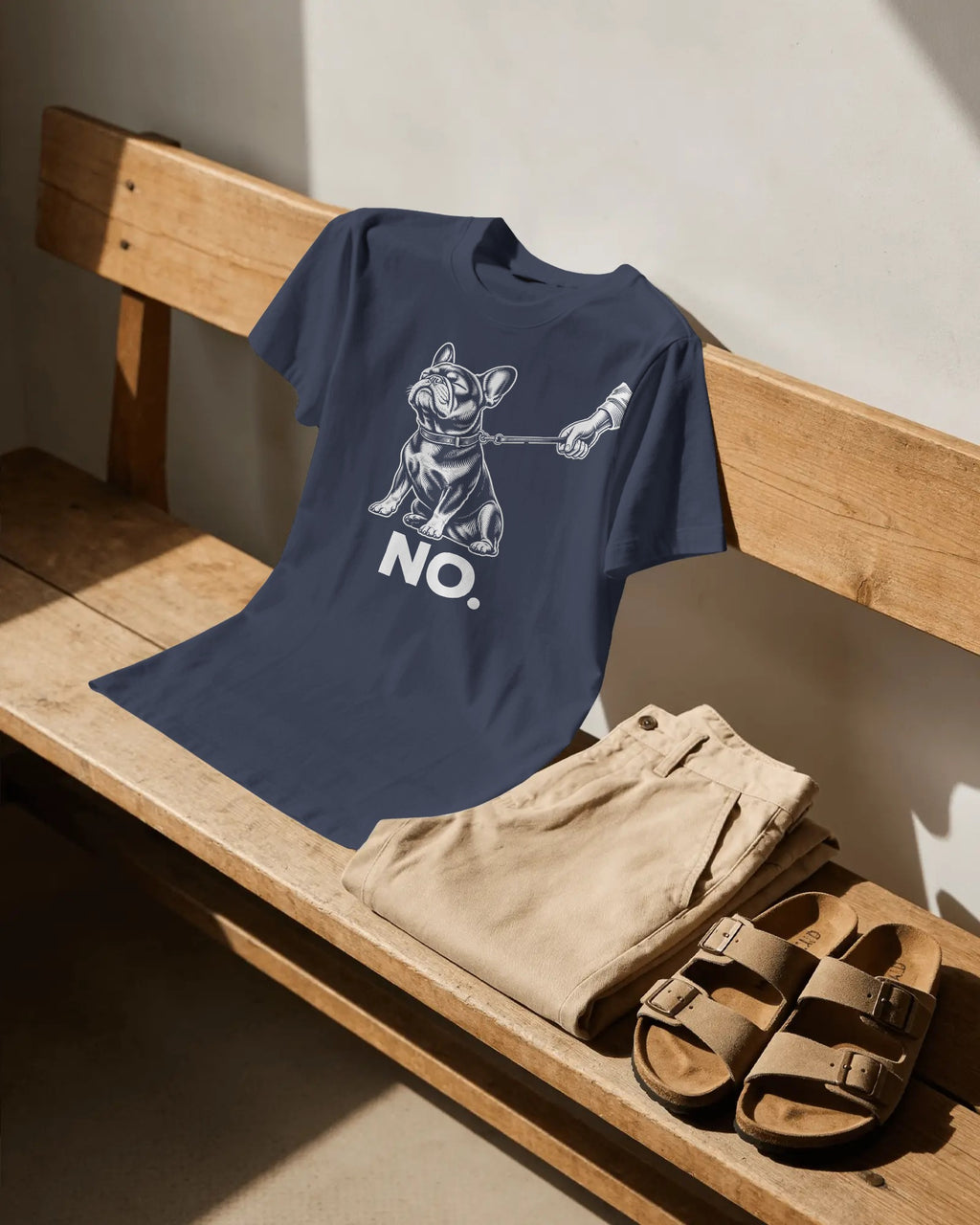 No. Stubborn French Bulldog T-Shirt | Funny Frenchie Owner Gift | Heavyweight UK-Made Cotton Tee