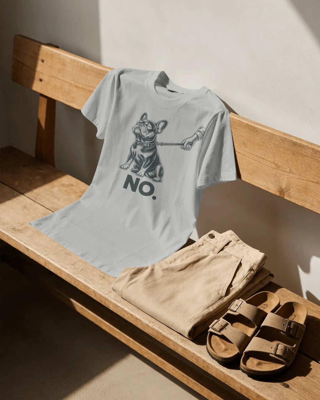No. Stubborn French Bulldog T-Shirt | Funny Frenchie Owner Gift | Heavyweight UK-Made Cotton Tee