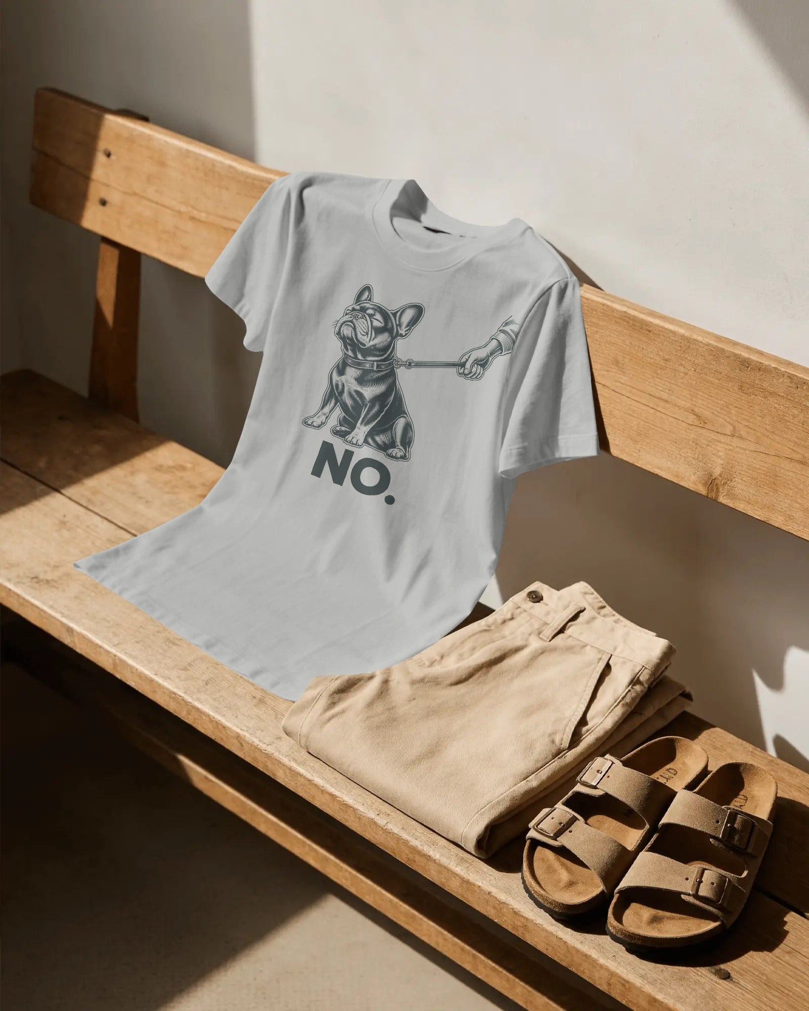 No. Stubborn French Bulldog T-Shirt | Funny Frenchie Owner Gift | Heavyweight UK-Made Cotton Tee