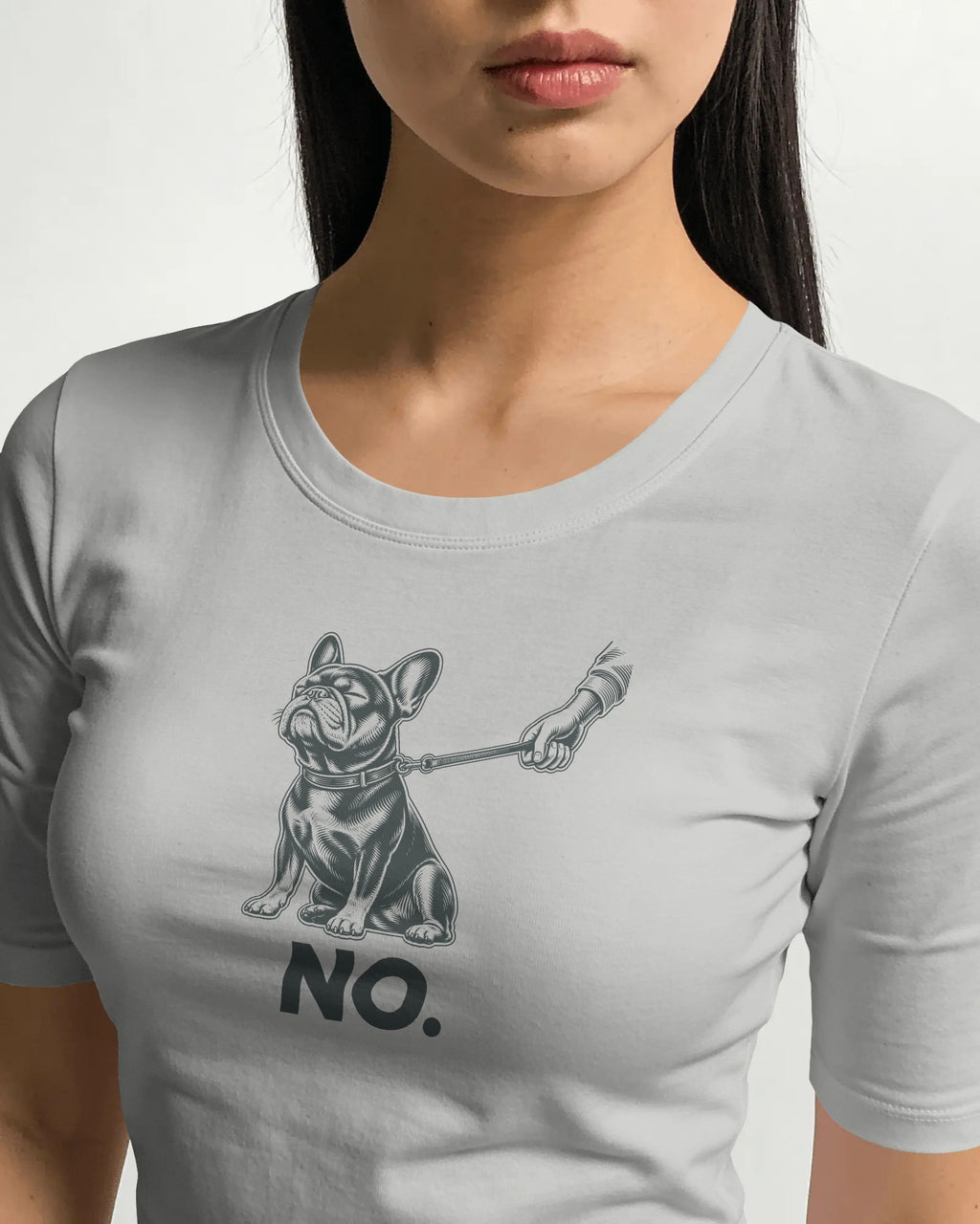 No. Stubborn French Bulldog T-Shirt | Funny Frenchie Owner Gift | Heavyweight UK-Made Cotton Tee