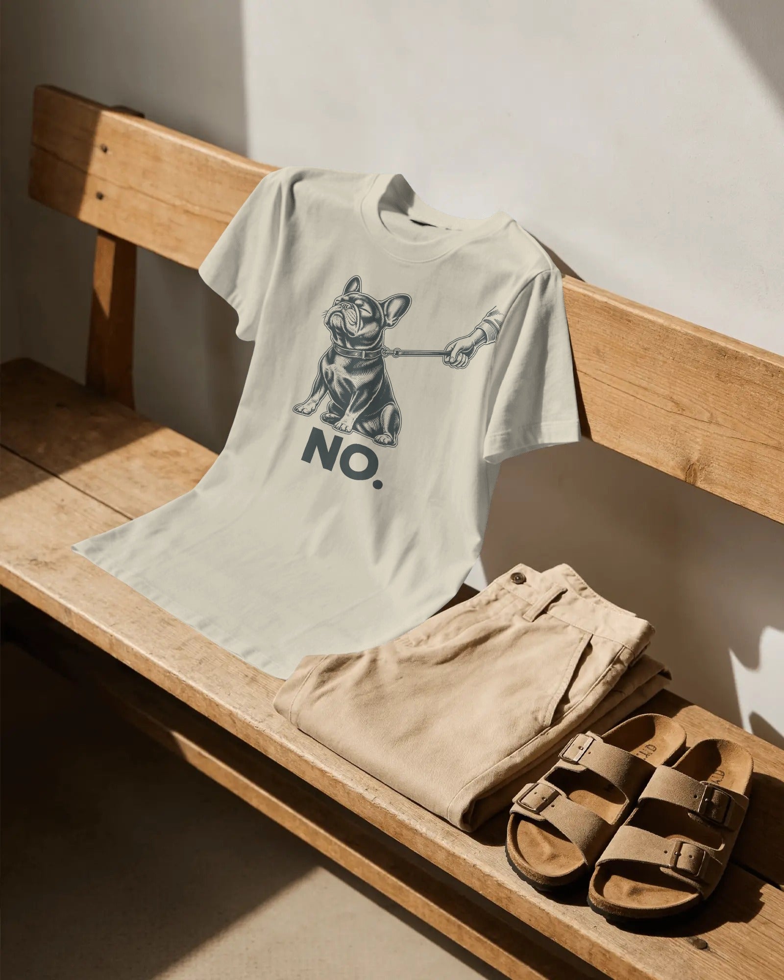 No. Stubborn French Bulldog T-Shirt | Funny Frenchie Owner Gift | Heavyweight UK-Made Cotton Tee