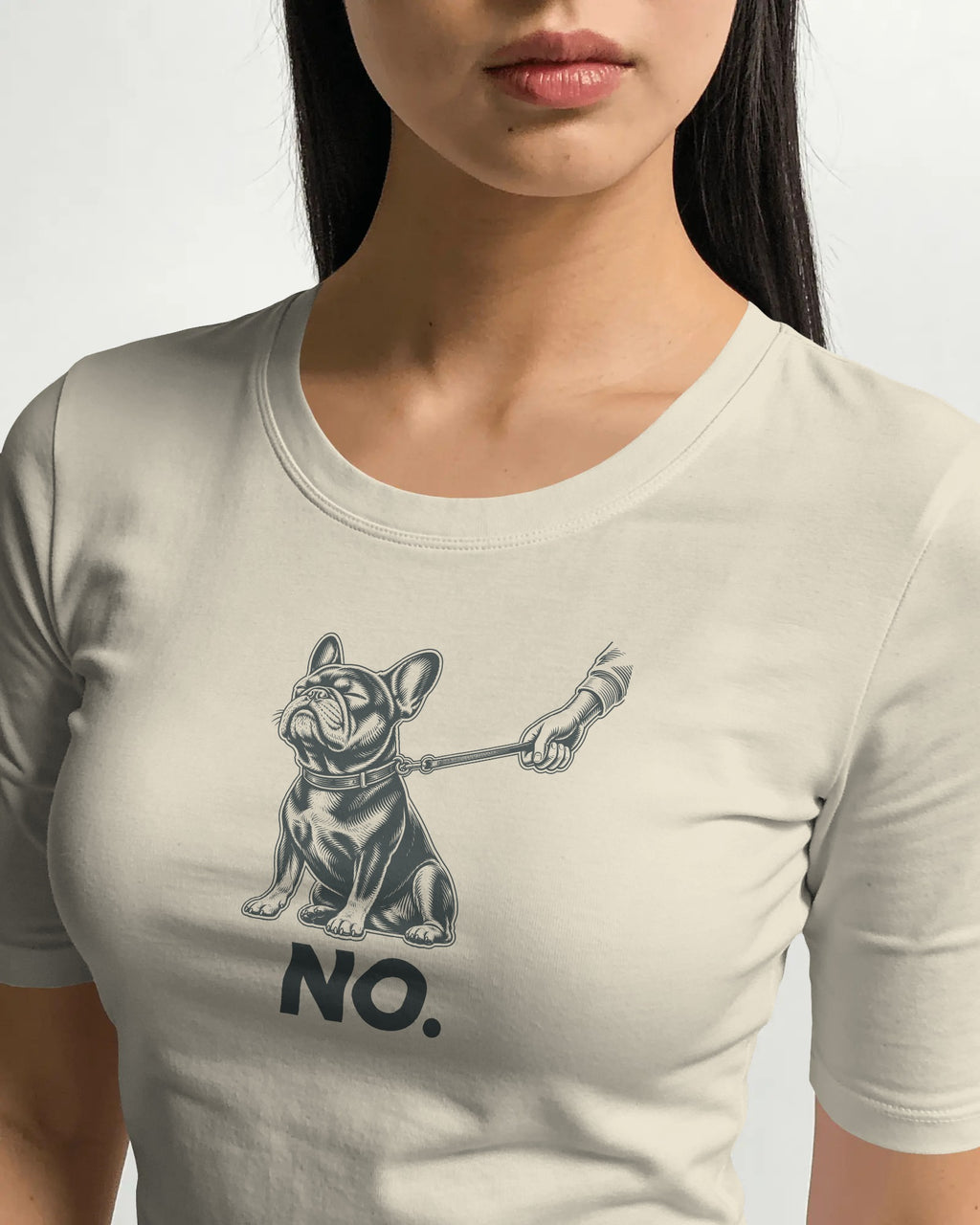 No. Stubborn French Bulldog T-Shirt | Funny Frenchie Owner Gift | Heavyweight UK-Made Cotton Tee