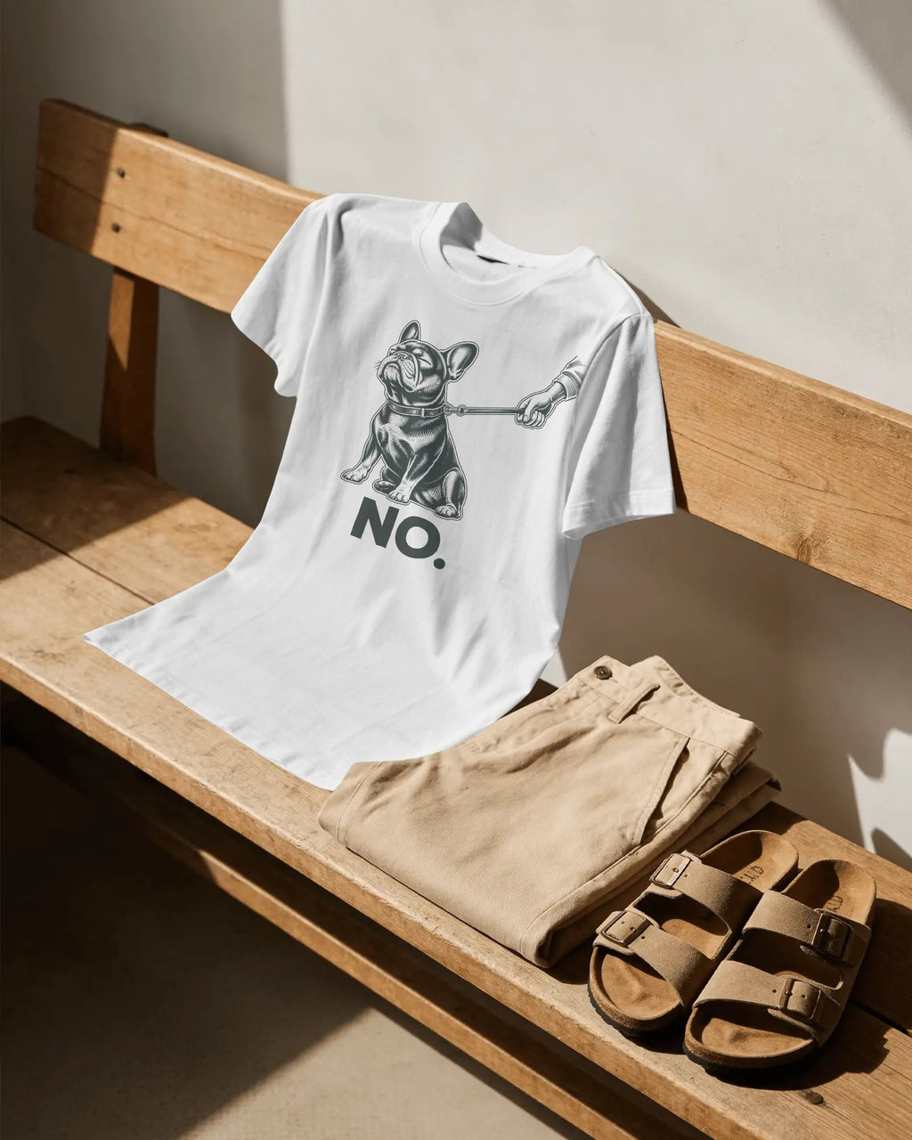 No. Stubborn French Bulldog T-Shirt | Funny Frenchie Owner Gift | Heavyweight UK-Made Cotton Tee