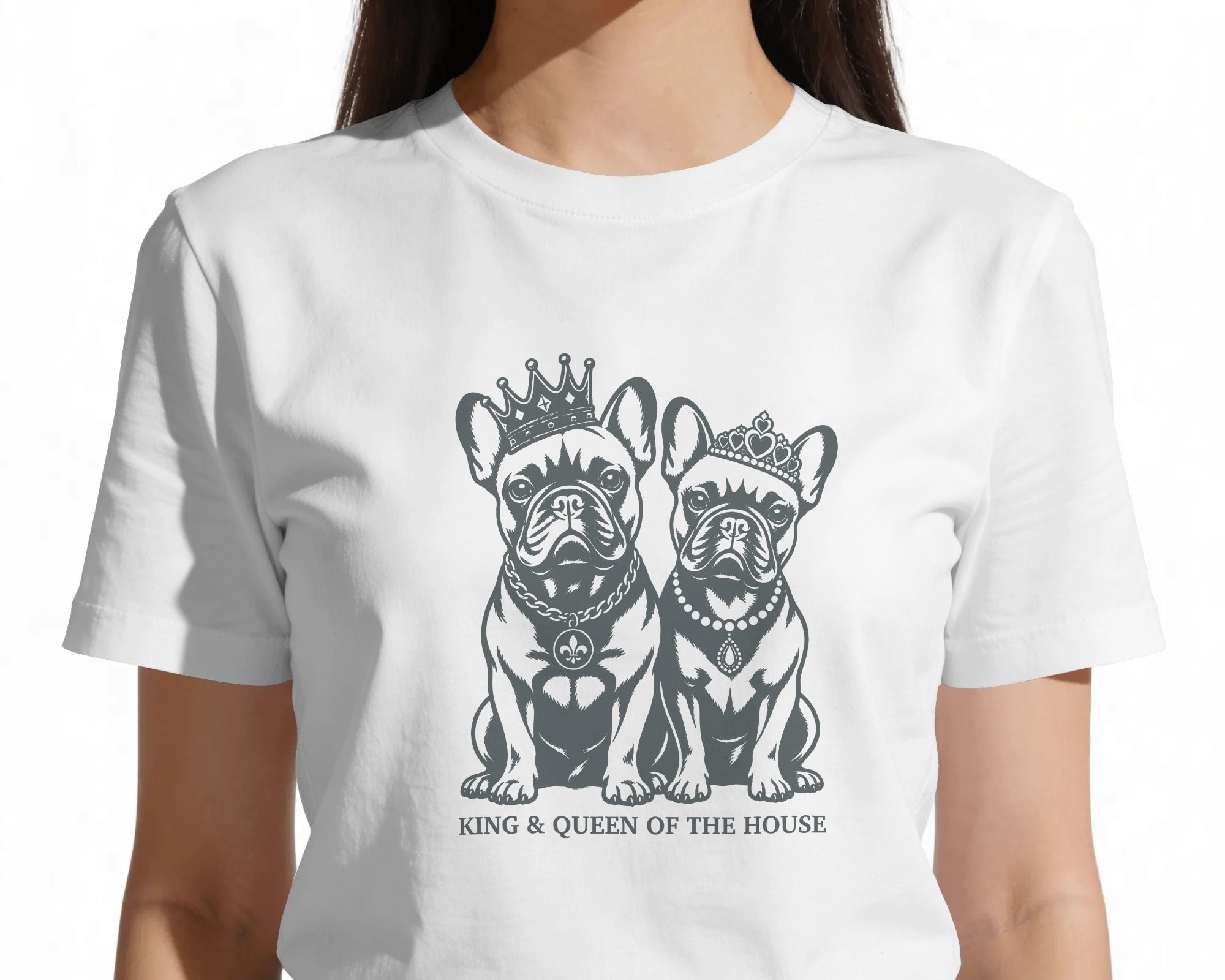 King & Queen French Bulldog T-Shirt | Couples Frenchie Gift | UK-Made Heavyweight Cotton Tee