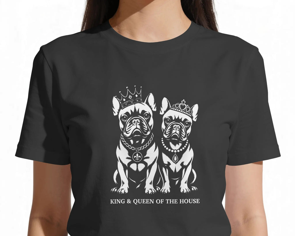 King & Queen French Bulldog T-Shirt | Couples Frenchie Gift | UK-Made Heavyweight Cotton Tee