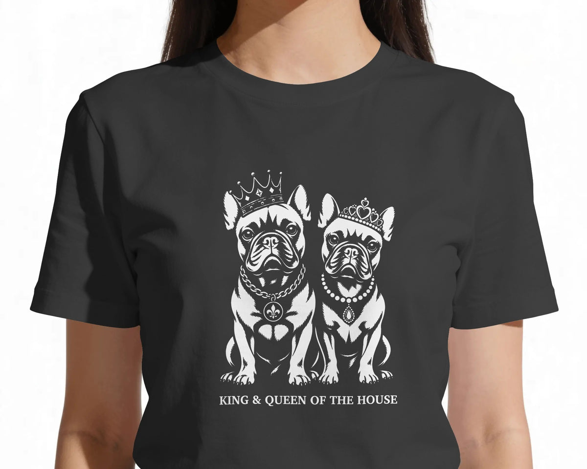King & Queen French Bulldog T-Shirt | Couples Frenchie Gift | UK-Made Heavyweight Cotton Tee