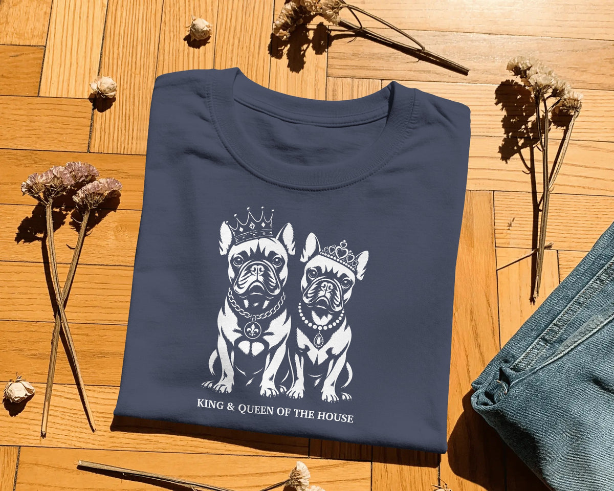 King & Queen French Bulldog T-Shirt | Couples Frenchie Gift | UK-Made Heavyweight Cotton Tee