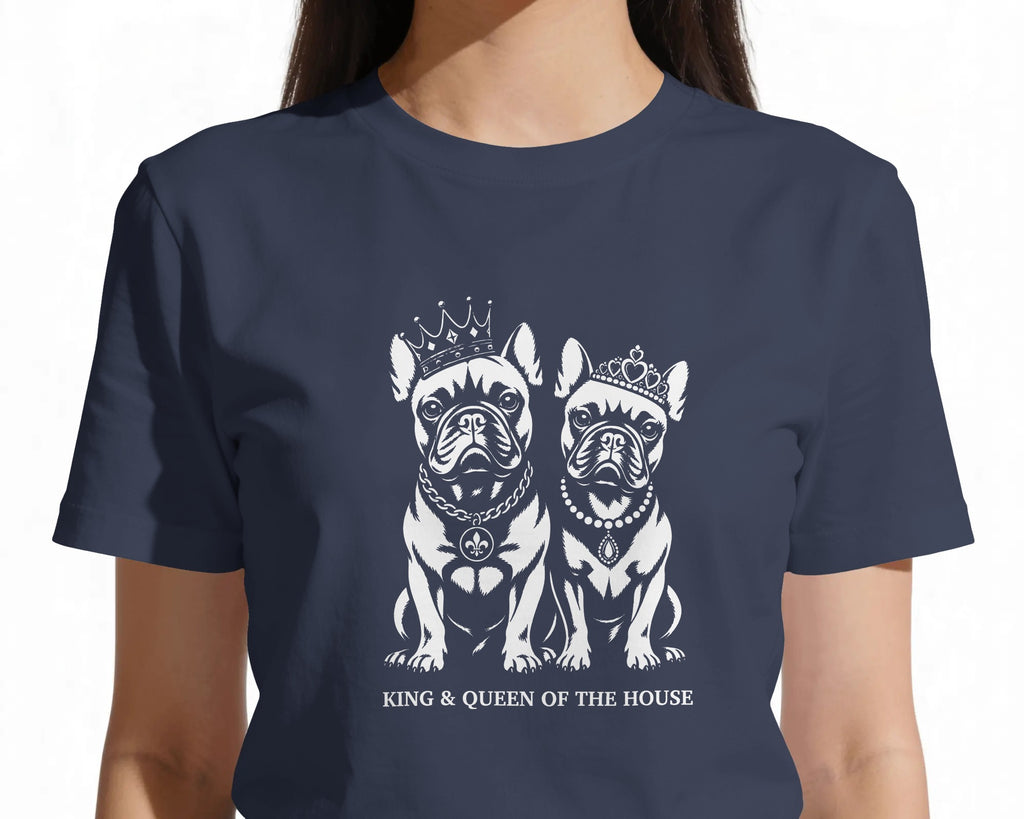 King & Queen French Bulldog T-Shirt | Couples Frenchie Gift | UK-Made Heavyweight Cotton Tee