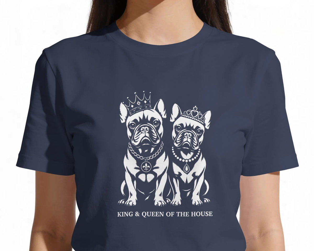 King & Queen French Bulldog T-Shirt | Couples Frenchie Gift | UK-Made Heavyweight Cotton Tee