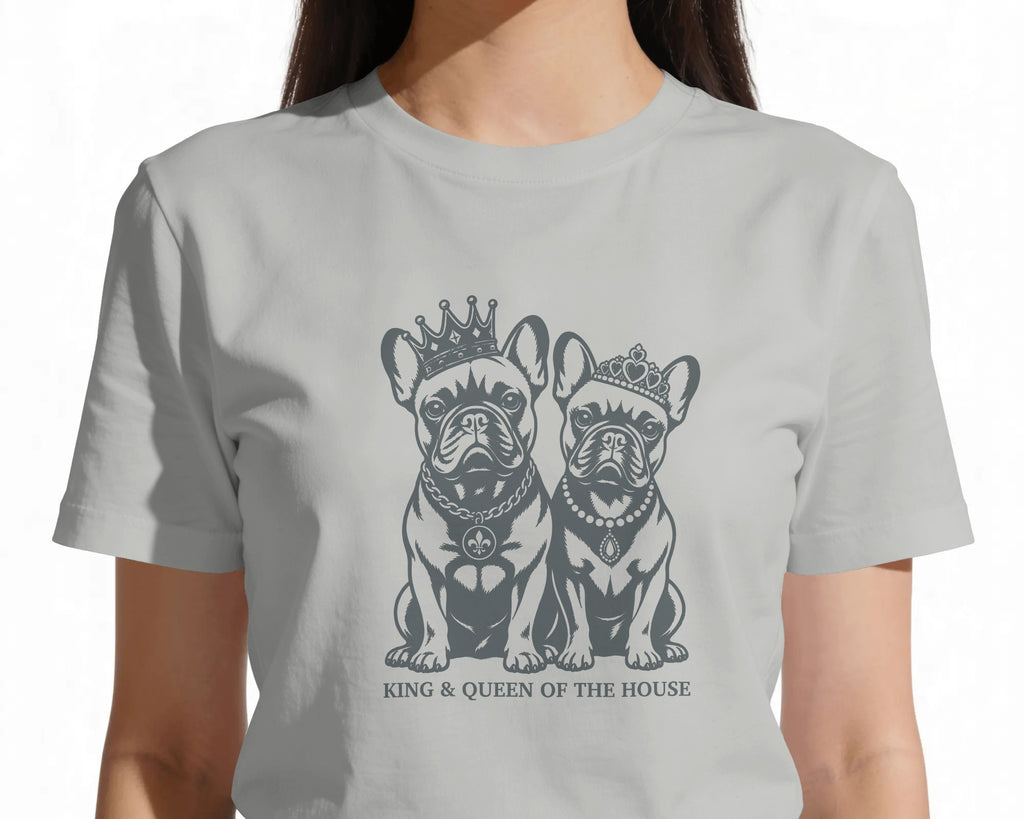 King & Queen French Bulldog T-Shirt | Couples Frenchie Gift | UK-Made Heavyweight Cotton Tee