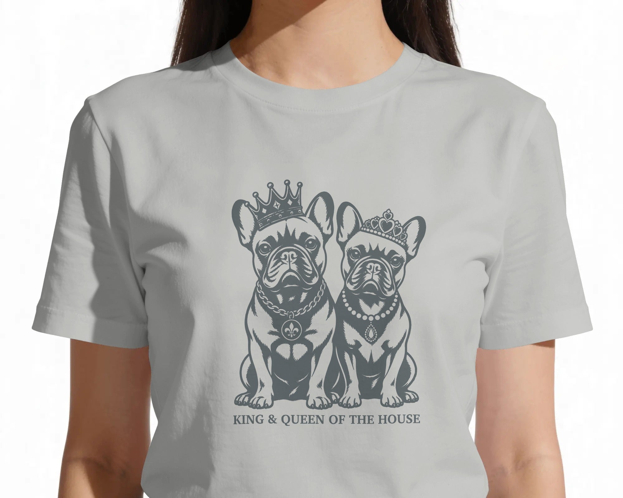 King & Queen French Bulldog T-Shirt | Couples Frenchie Gift | UK-Made Heavyweight Cotton Tee