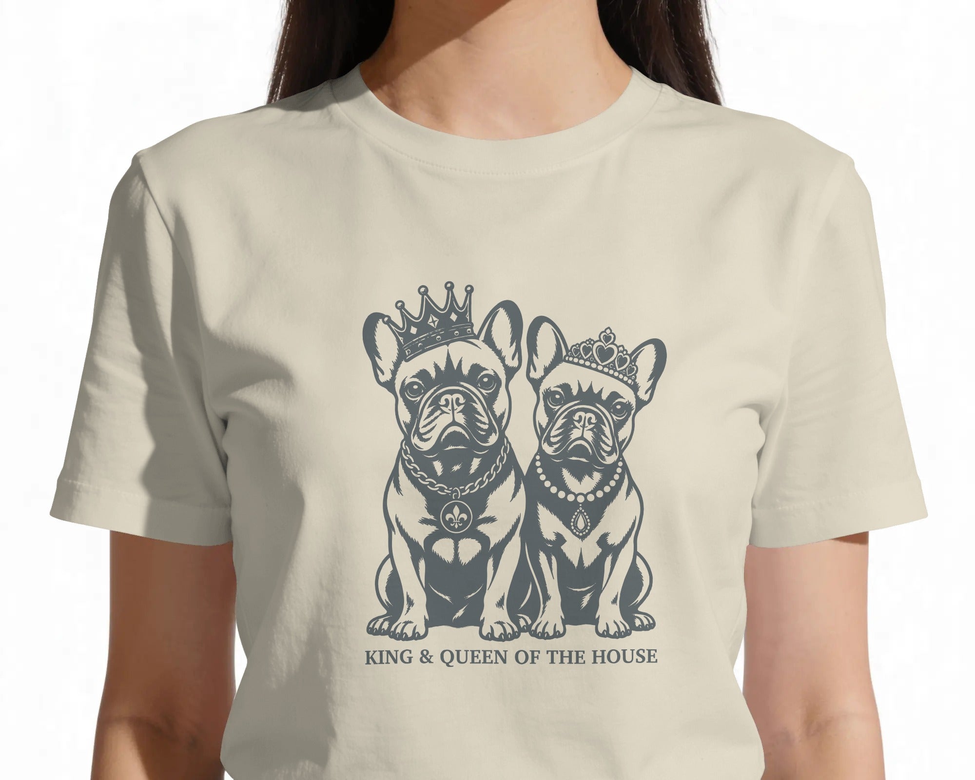 King & Queen French Bulldog T-Shirt | Couples Frenchie Gift | UK-Made Heavyweight Cotton Tee