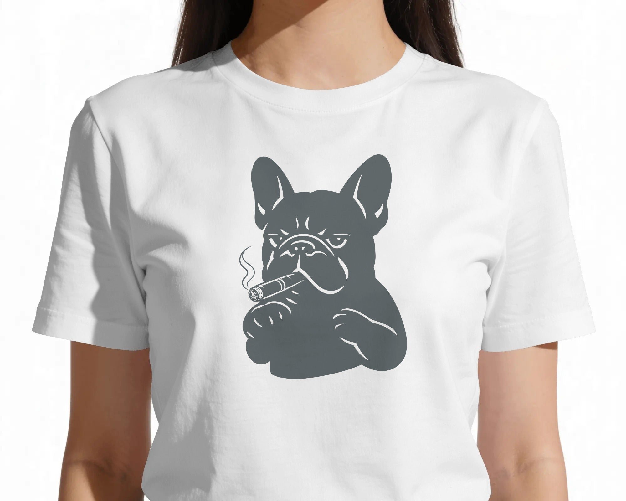Cigar Frenchie T-Shirt | Funny French Bulldog Gift | UK-Made Heavyweight Cotton Tee