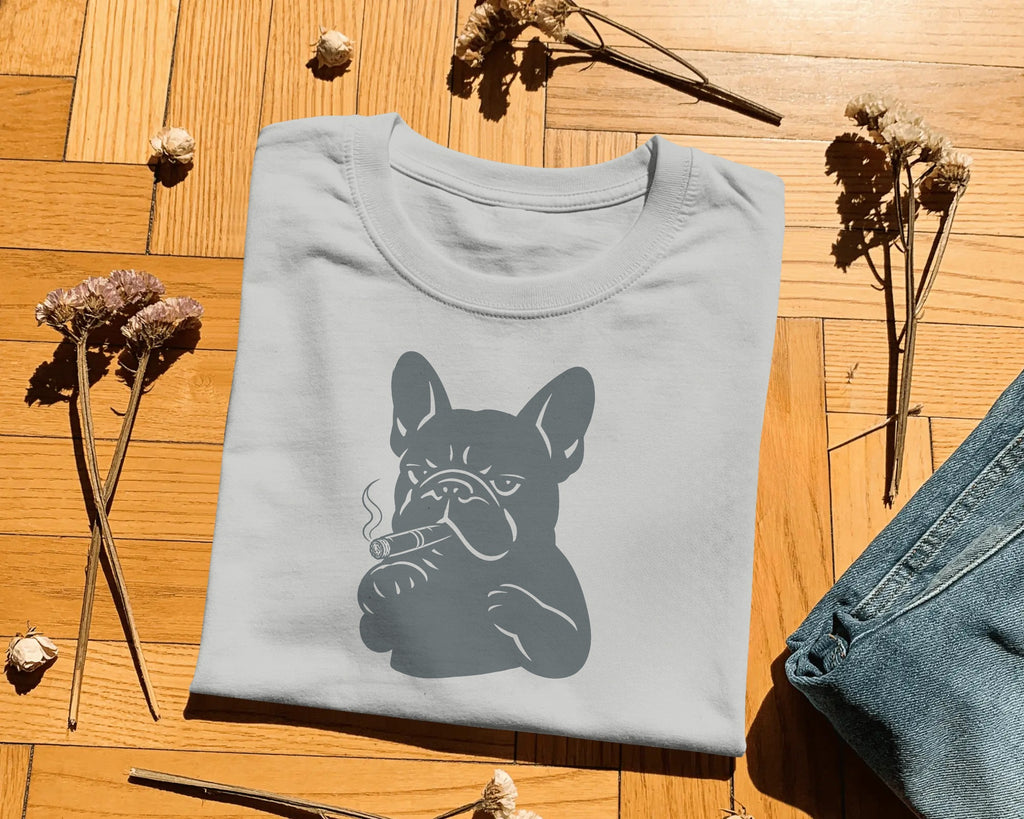 Cigar Frenchie T-Shirt | Funny French Bulldog Gift | UK-Made Heavyweight Cotton Tee
