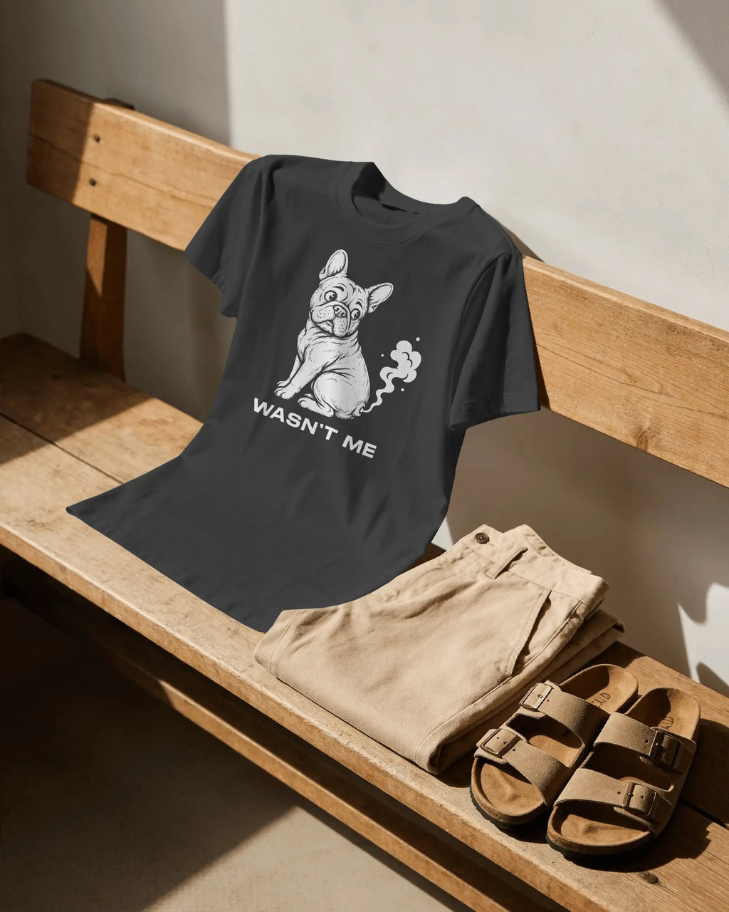 Wasn't Me Farting French Bulldog T-Shirt | Funny Frenchie Owner Gift | Heavyweight UK-Made Cotton Tee