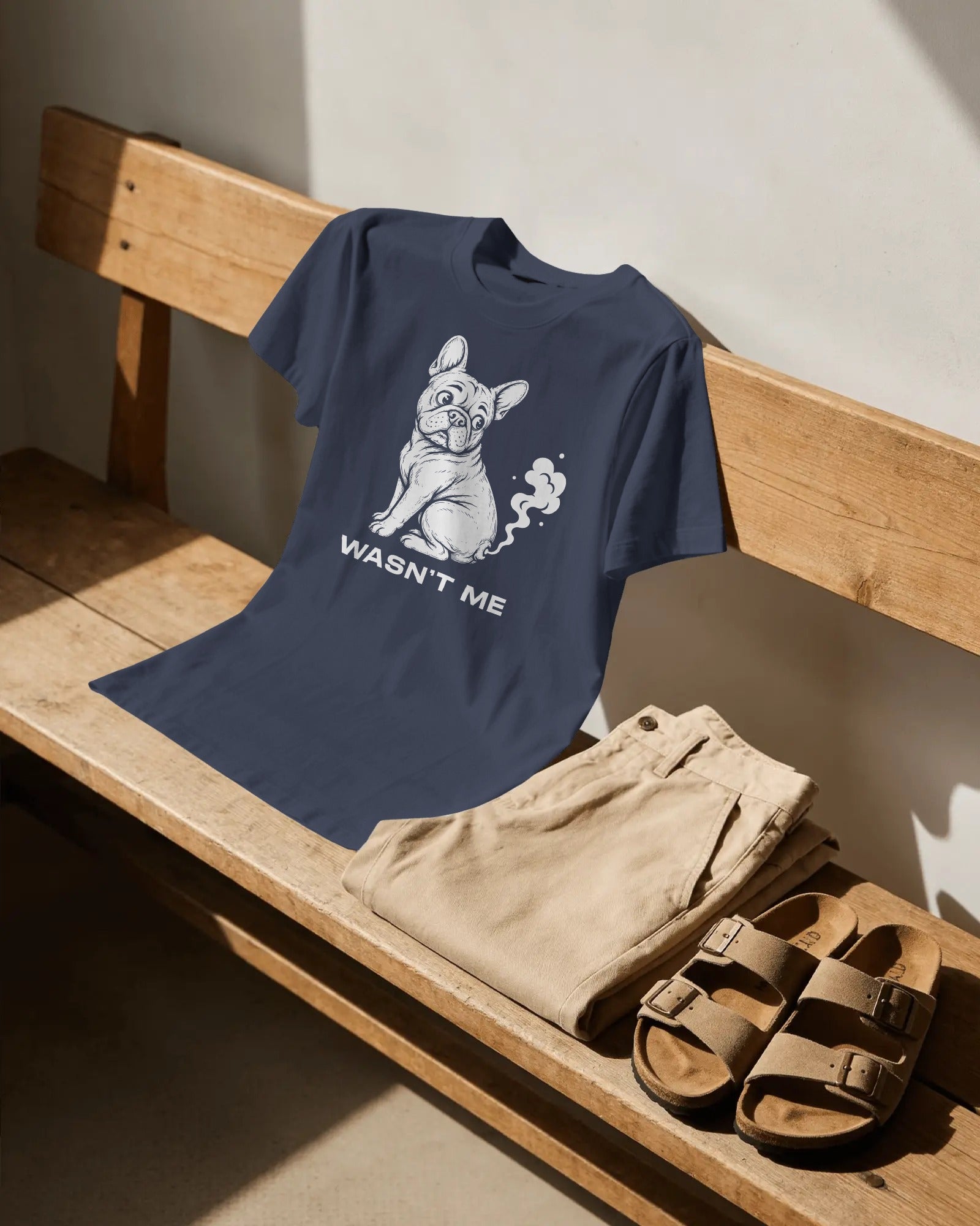Wasn't Me Farting French Bulldog T-Shirt | Funny Frenchie Owner Gift | Heavyweight UK-Made Cotton Tee