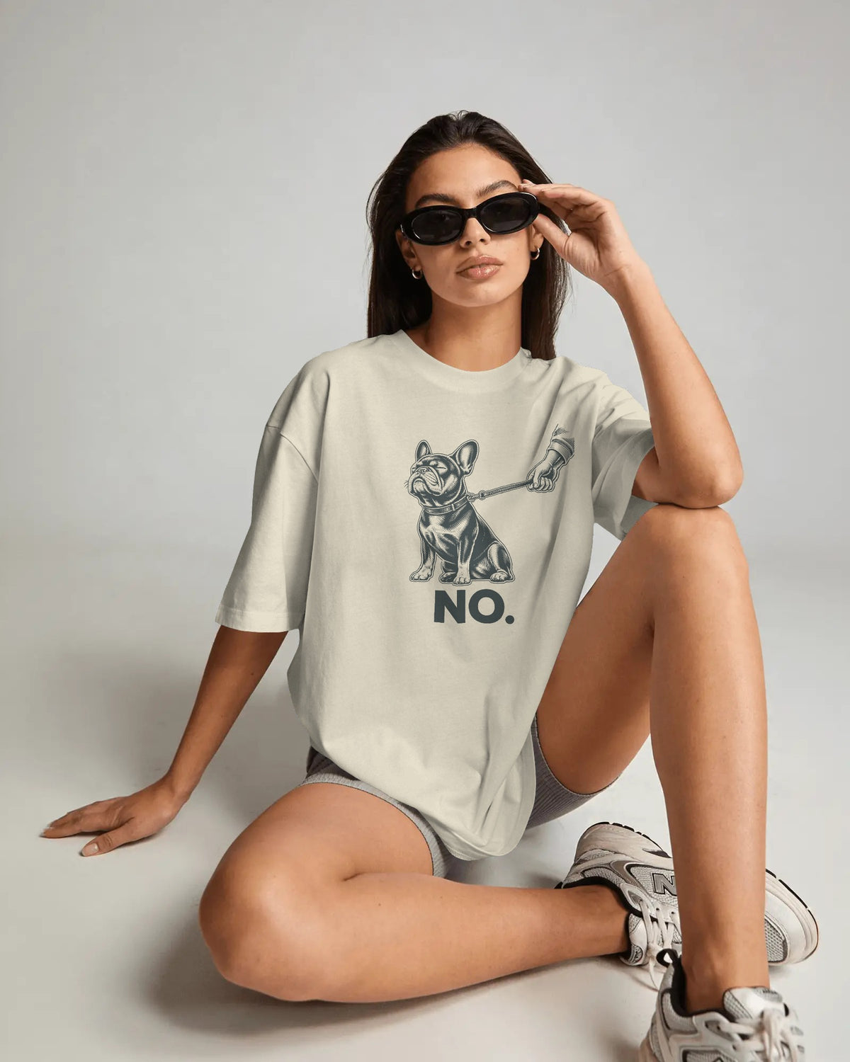 No. Stubborn French Bulldog T-Shirt | Funny Frenchie Owner Gift | Heavyweight UK-Made Cotton Tee