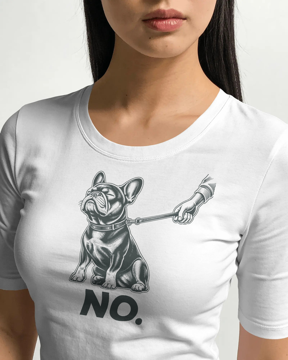 No. Stubborn French Bulldog T-Shirt | Funny Frenchie Owner Gift | Heavyweight UK-Made Cotton Tee