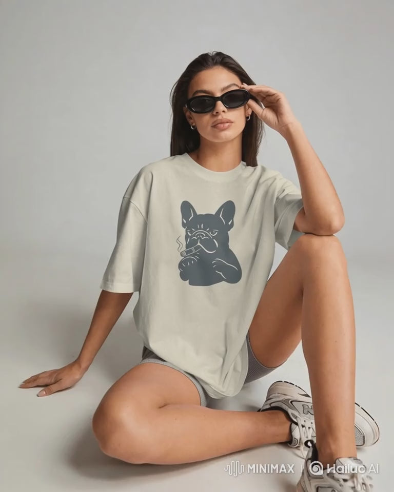 Cigar Frenchie T-Shirt | Funny French Bulldog Gift | UK-Made Heavyweight Cotton Tee