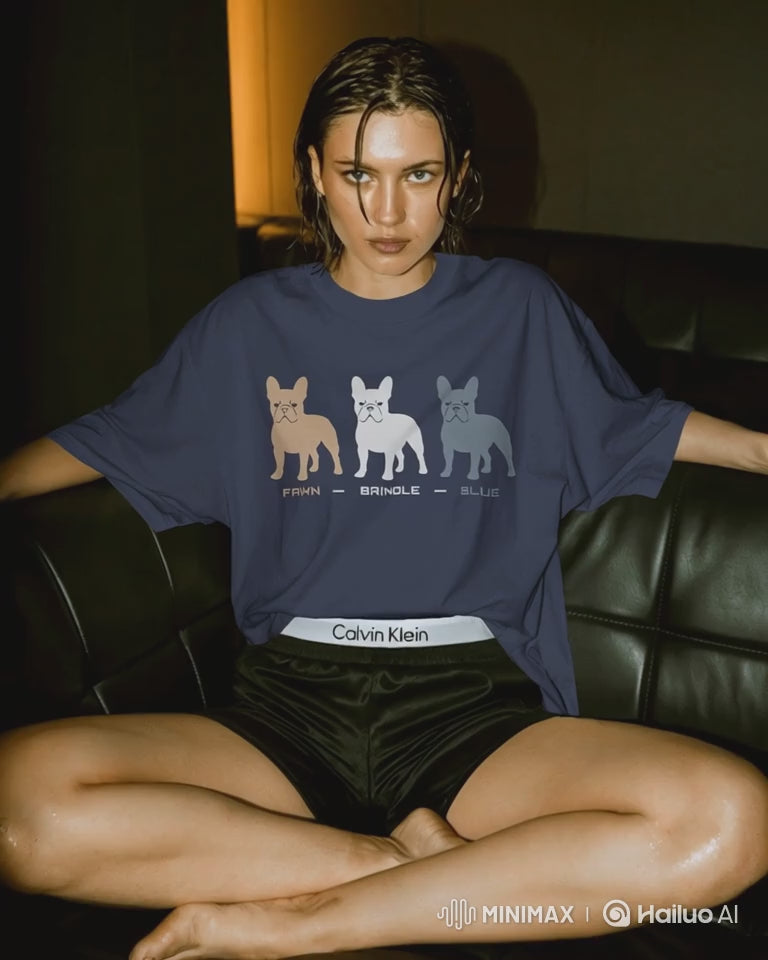 French Bulldog Colours T-Shirt | Fawn Brindle Blue Frenchie Gift | UK-Made Heavyweight Cotton Tee