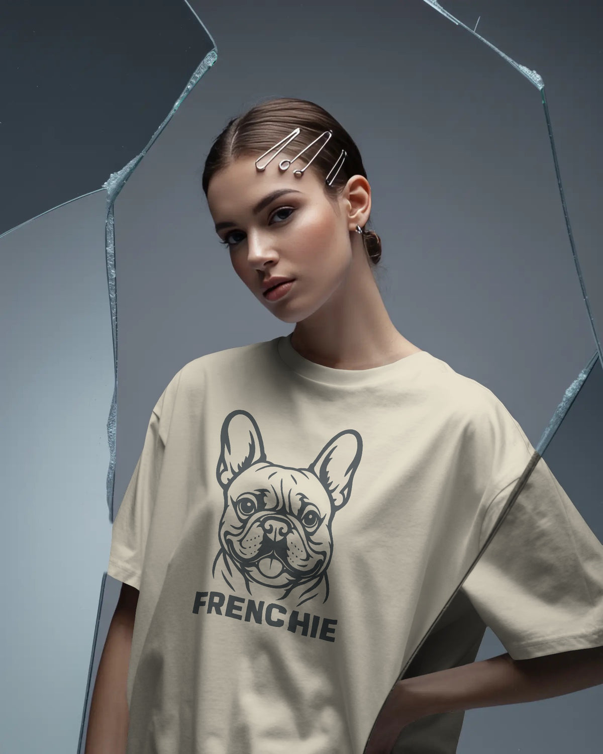 French Bulldog Portrait T-Shirt | Frenchie Face Owner Gift | UK-Made Heavyweight Cotton Tee